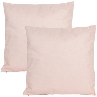 Anna's Collection Buiten of tuin sier kussens - 2x - lichtroze - 60 x 60 cm - binnen/buiten - tuinbank