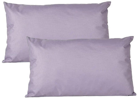 Anna's Collection Buiten of tuin sier kussens - 2x - lila paars - 30 x 50 cm - binnen/buiten - tuinbank