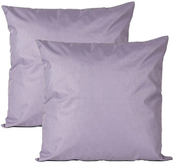 Anna's Collection Buiten of tuin sier kussens - 2x - lila paars - 45 x 45 cm - binnen/buiten - tuinbank