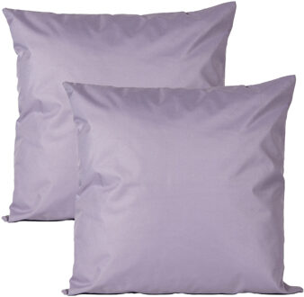 Anna's Collection Buiten of tuin sier kussens - 2x - lila paars - 60 x 60 cm - binnen/buiten - tuinbank