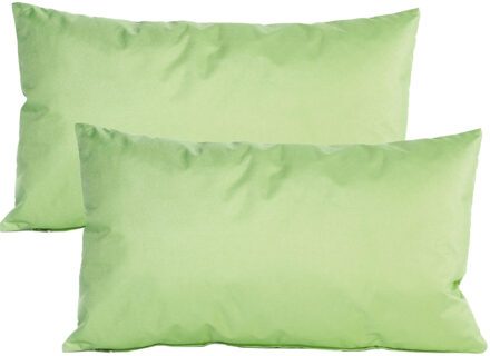 Anna's Collection Buiten of tuin sier kussens - 2x - mintgroen - 30 x 50 cm - binnen/buiten - tuinbank