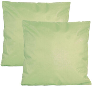 Anna's Collection Buiten of tuin sier kussens - 2x - mintgroen - 45 x 45 cm - binnen/buiten - tuinbank