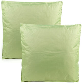 Anna's Collection Buiten of tuin sier kussens - 2x - mintgroen - 60 x 60 cm - binnen/buiten - tuinbank