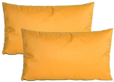 Anna's Collection Buiten of tuin sier kussens - 2x - okergeel - 30 x 50 cm - binnen/buiten - tuinbank