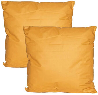 Anna's Collection Buiten of tuin sier kussens - 2x - okergeel - 45 x 45 cm - binnen/buiten - tuinbank