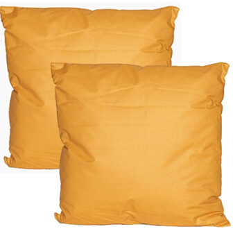 Anna's Collection Buiten of tuin sier kussens - 2x - okergeel - 60 x 60 cm - binnen/buiten - tuinbank