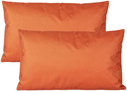 Anna's Collection Buiten of tuin sier kussens - 2x - oranje - 30 x 50 cm - binnen/buiten - tuinbank