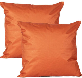 Anna's Collection Buiten of tuin sier kussens - 2x - oranje - 60 x 60 cm - binnen/buiten - tuinbank