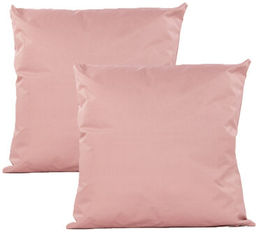 Anna's Collection Buiten of tuin sier kussens - 2x - oud roze - 45 x 45 cm - binnen/buiten - tuinbank