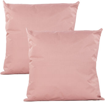 Anna's Collection Buiten of tuin sier kussens - 2x - oudroze - 60 x 60 cm - binnen/buiten - tuinbank