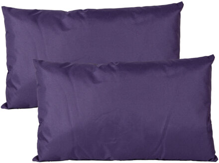 Anna's Collection Buiten of tuin sier kussens - 2x - paars - 30 x 50 cm - binnen/buiten - tuinbank