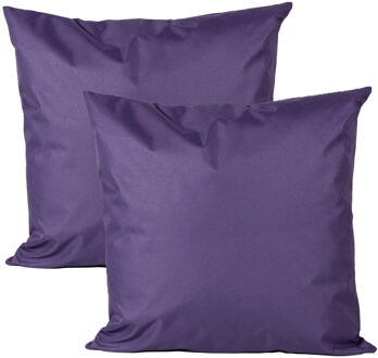 Anna's Collection Buiten of tuin sier kussens - 2x - paars - 45 x 45 cm - binnen/buiten - tuinbank