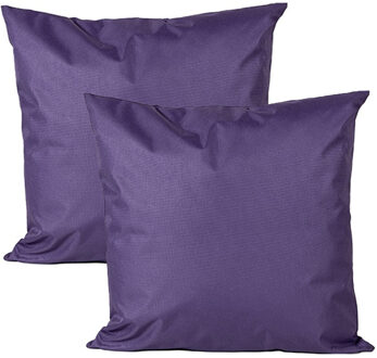 Anna's Collection Buiten of tuin sier kussens - 2x - paars - 60 x 60 cm - binnen/buiten - tuinbank