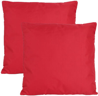 Anna's Collection Buiten of tuin sier kussens - 2x - rood - 45 x 45 cm - binnen/buiten - tuinbank