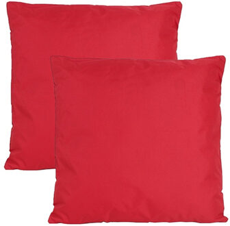 Anna's Collection Buiten of tuin sier kussens - 2x - rood - 60 x 60 cm - binnen/buiten - tuinbank