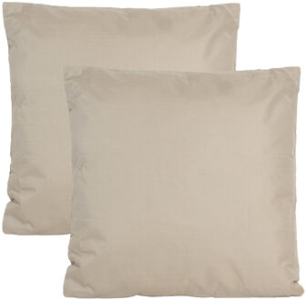 Anna's Collection Buiten of tuin sier kussens - 2x - taupe - 45 x 45 cm - binnen/buiten - tuinbank