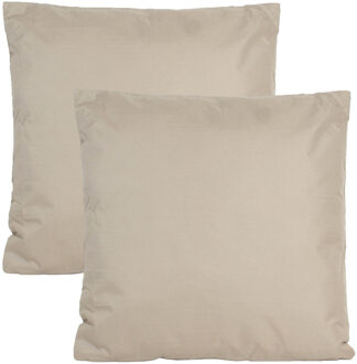 Anna's Collection Buiten of tuin sier kussens - 2x - taupe/beige - 60 x 60 cm - binnen/buiten - tuinbank