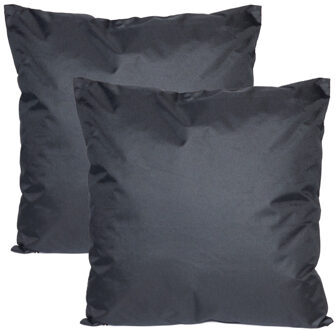 Anna's Collection Buiten of tuin sier kussens - 2x - zwart - 45 x 45 cm - binnen/buiten - tuinbank