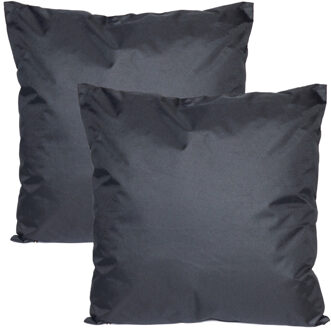 Anna's Collection Buiten of tuin sier kussens - 2x - zwart - 60 x 60 cm - binnen/buiten - tuinbank