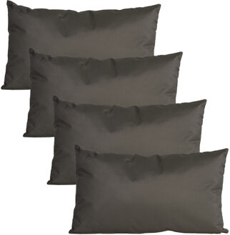 Anna's Collection Buiten of tuin sier kussens - 4x - antraciet - 30 x 50 cm - binnen/buiten