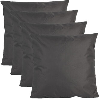 Anna's Collection Buiten of tuin sier kussens - 4x - antraciet - 45 x 45 cm - binnen/buiten - tuinbank