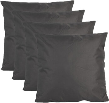Anna's Collection Buiten of tuin sier kussens - 4x - antraciet - 60 x 60 cm - binnen/buiten - tuinbank
