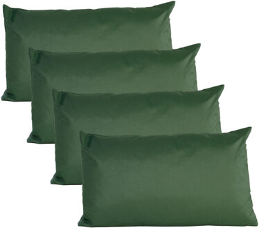 Anna's Collection Buiten of tuin sier kussens - 4x - donkergroen - 30 x 50 cm - binnen/buiten - tuinbank