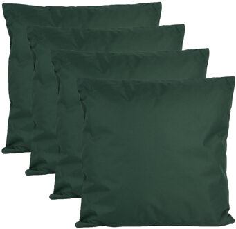 Anna's Collection Buiten of tuin sier kussens - 4x - donkergroen - 45 x 45 cm - binnen/buiten - tuinbank