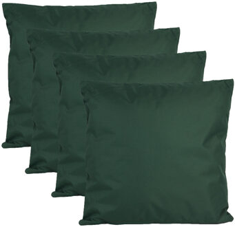 Anna's Collection Buiten of tuin sier kussens - 4x - donkergroen - 60 x 60 cm - binnen/buiten - tuinbank