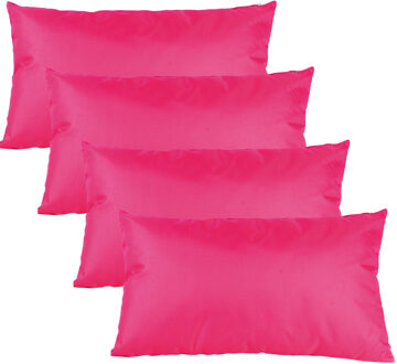 Anna's Collection Buiten of tuin sier kussens - 4x - fuchsia roze - 30 x 50 cm - binnen/buiten - tuinbank