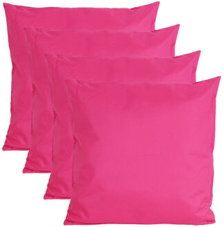 Anna's Collection Buiten of tuin sier kussens - 4x - fuchsia roze - 45 x 45 cm - binnen/buiten - tuinbank