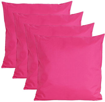 Anna's Collection Buiten of tuin sier kussens - 4x - fuchsia roze - 60 x 60 cm - binnen/buiten - tuinbank