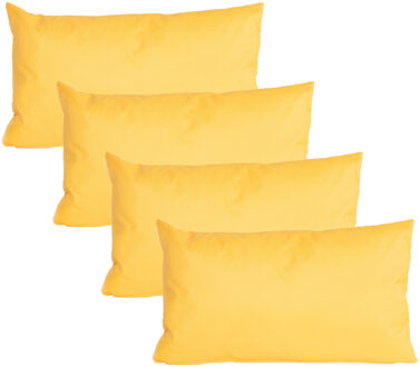 Anna's Collection Buiten of tuin sier kussens - 4x - geel - 30 x 50 cm - binnen/buiten