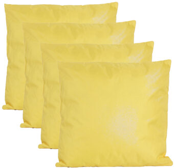 Anna's Collection Buiten of tuin sier kussens - 4x - geel - 45 x 45 cm - binnen/buiten - tuinbank