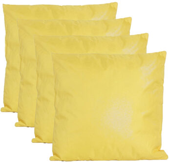 Anna's Collection Buiten of tuin sier kussens - 4x - geel - 60 x 60 cm - binnen/buiten - tuinbank