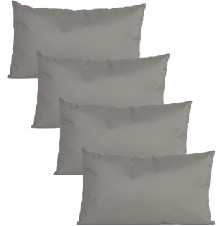 Anna's Collection Buiten of tuin sier kussens - 4x - grijs - 30 x 50 cm - binnen/buiten