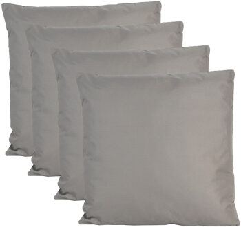 Anna's Collection Buiten of tuin sier kussens - 4x - grijs - 45 x 45 cm - binnen/buiten - tuinbank
