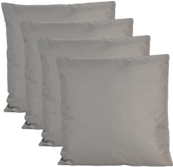 Anna's Collection Buiten of tuin sier kussens - 4x - grijs - 60 x 60 cm - binnen/buiten - tuinbank