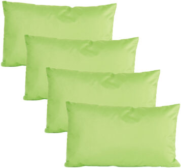 Anna's Collection Buiten of tuin sier kussens - 4x - groen - 30 x 50 cm - binnen/buiten
