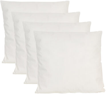 Anna's Collection Buiten of tuin sier kussens - 4x - ivoor wit - 60 x 60 cm - binnen/buiten - tuinbank