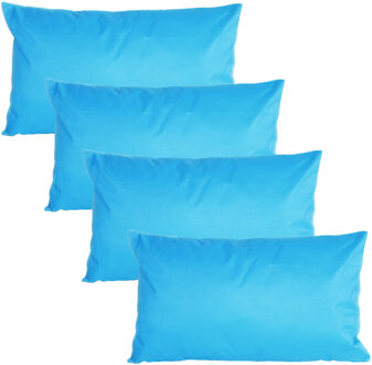 Anna's Collection Buiten of tuin sier kussens - 4x - lichtblauw - 30 x 50 cm - binnen/buiten