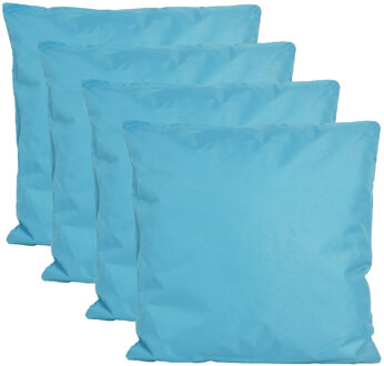 Anna's Collection Buiten of tuin sier kussens - 4x - lichtblauw - 60 x 60 cm - binnen/buiten - tuinbank