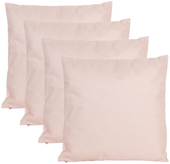 Anna's Collection Buiten of tuin sier kussens - 4x - lichtroze - 60 x 60 cm - binnen/buiten - tuinbank