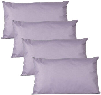 Anna's Collection Buiten of tuin sier kussens - 4x - lila paars - 30 x 50 cm - binnen/buiten - tuinbank