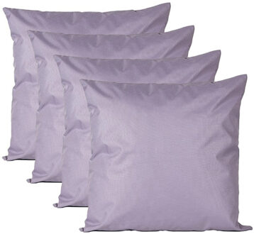 Anna's Collection Buiten of tuin sier kussens - 4x - lila paars - 45 x 45 cm - binnen/buiten - tuinbank
