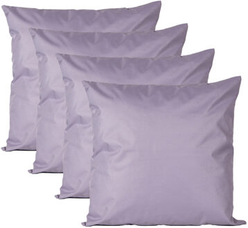 Anna's Collection Buiten of tuin sier kussens - 4x - lila paars - 60 x 60 cm - binnen/buiten - tuinbank