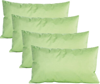 Anna's Collection Buiten of tuin sier kussens - 4x - mintgroen - 30 x 50 cm - binnen/buiten - tuinbank