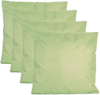 Anna's Collection Buiten of tuin sier kussens - 4x - mintgroen - 45 x 45 cm - binnen/buiten - tuinbank