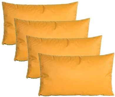 Anna's Collection Buiten of tuin sier kussens - 4x - okergeel - 30 x 50 cm - binnen/buiten - tuinbank