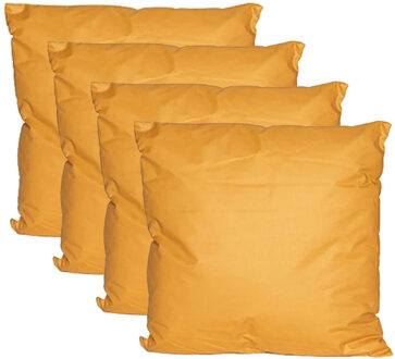 Anna's Collection Buiten of tuin sier kussens - 4x - okergeel - 45 x 45 cm - binnen/buiten - tuinbank